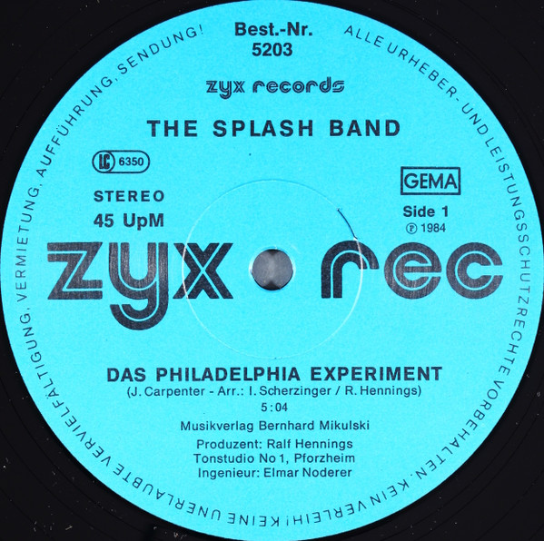 The Splash Band - John Carpenter's Das Philadelphia Experiment | ZYX Records (5203) - 3