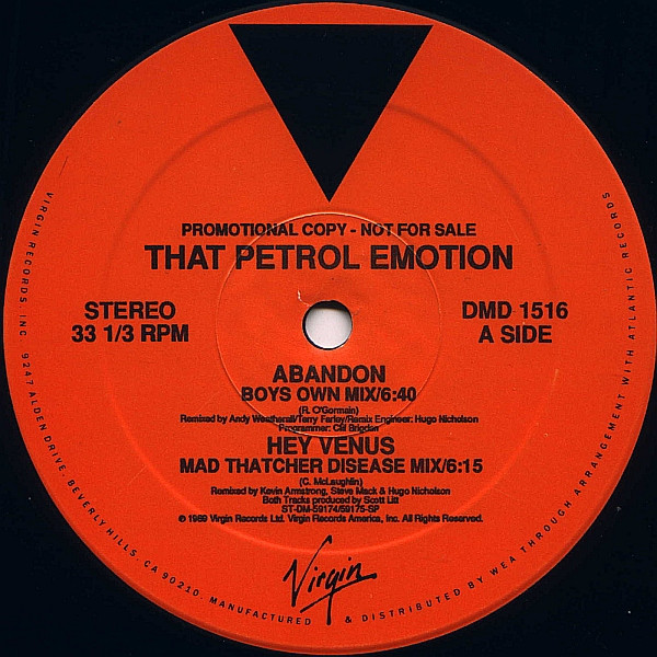 That Petrol Emotion - Abandon (Boys Own Mix) | Virgin (DMD 1516)