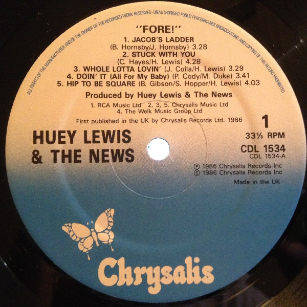 Huey Lewis And The News - Fore! | Chrysalis (CDL 1534)