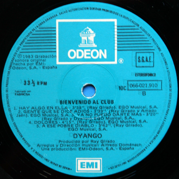 Dyango - Bienvenido Al Club | Odeon (10C 066-021.910) - 4 Dyango - Bienvenido Al Club | Odeon (10C 066-021.910) - 4