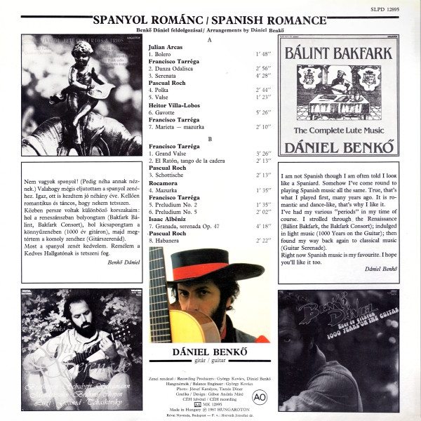 Dániel Benkő - Spanish Romance (Spanyol Románc) | Hungaroton (SLPD 12895) - 2 Dániel Benkő - Spanish Romance (Spanyol Románc) | Hungaroton (SLPD 12895) - 2