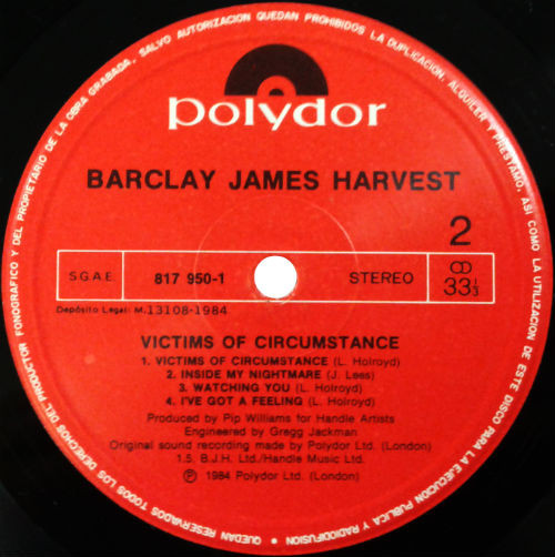 Barclay James Harvest - Victims Of Circumstance | Polydor (817 950-1) - 4