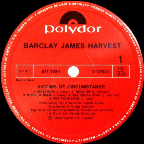 Barclay James Harvest - Victims Of Circumstance | Polydor (817 950-1) - 3