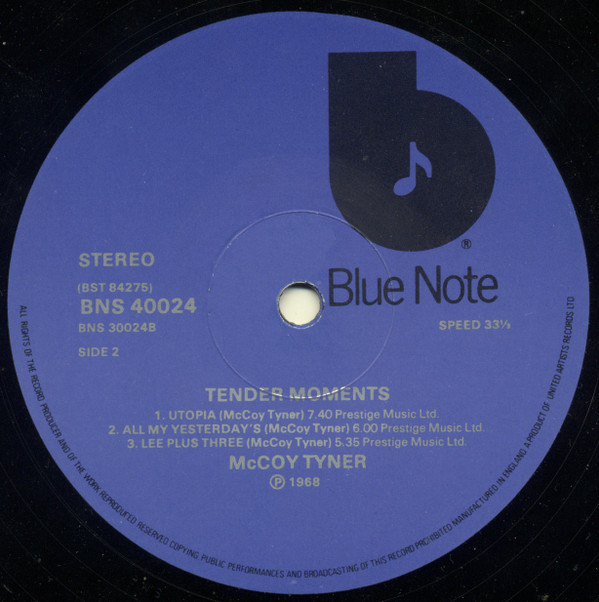 McCoy Tyner - Tender Moments | Blue Note (BNS 40024) - 3 McCoy Tyner - Tender Moments | Blue Note (BNS 40024) - 3