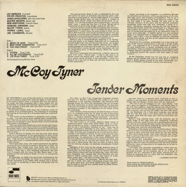 McCoy Tyner - Tender Moments | Blue Note (BNS 40024) - 2 McCoy Tyner - Tender Moments | Blue Note (BNS 40024) - 2