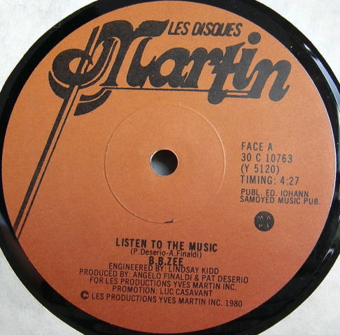 B.B.Zee - Listen To The Music b/w Hatchet Man | Les Disques Martin (30 C 10763) - main B.B.Zee - Listen To The Music b/w Hatchet Man | Les Disques Martin (30 C 10763) - main
