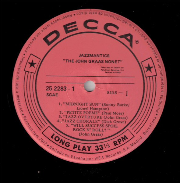 The John Graas Nonet - Jazzmantics | Decca (252283-1) - 3