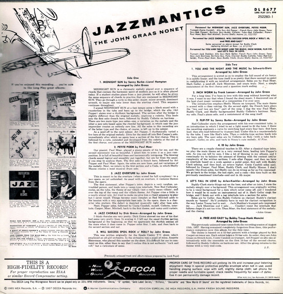 The John Graas Nonet - Jazzmantics | Decca (252283-1) - 2