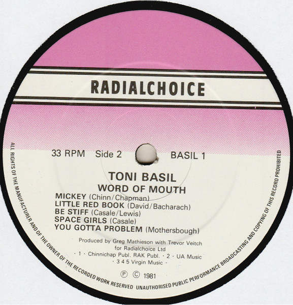 Toni Basil - Word Of Mouth | Radialchoice (BASIL 1) - 3