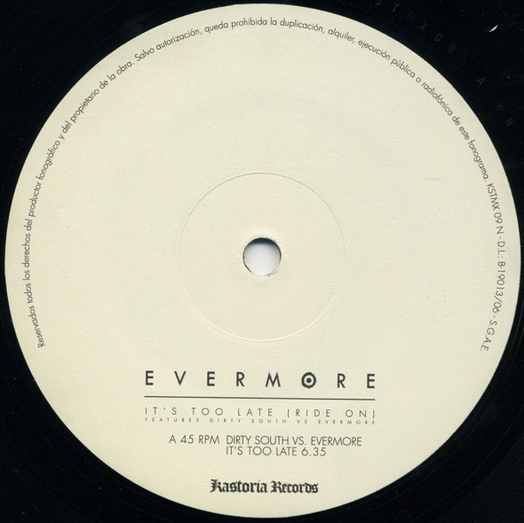 Evermore - It's Too Late (Ride On) | Kastoria Records (KSTMX09 (N)) - 3