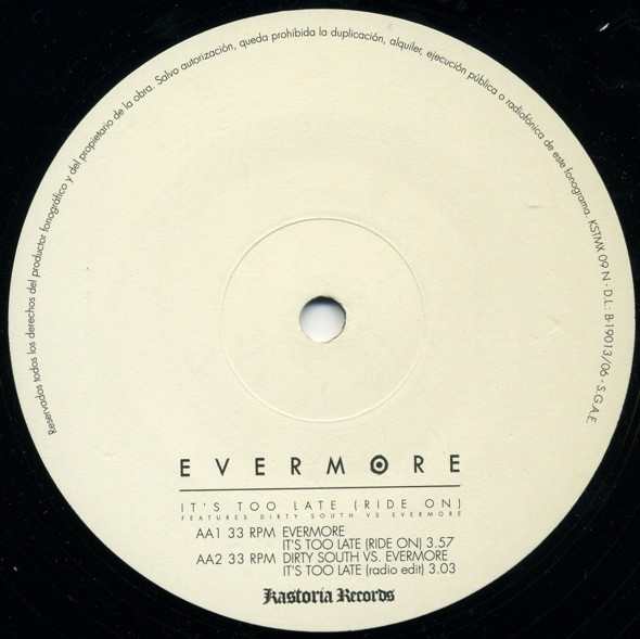 Evermore - It's Too Late (Ride On) | Kastoria Records (KSTMX09 (N)) - 4