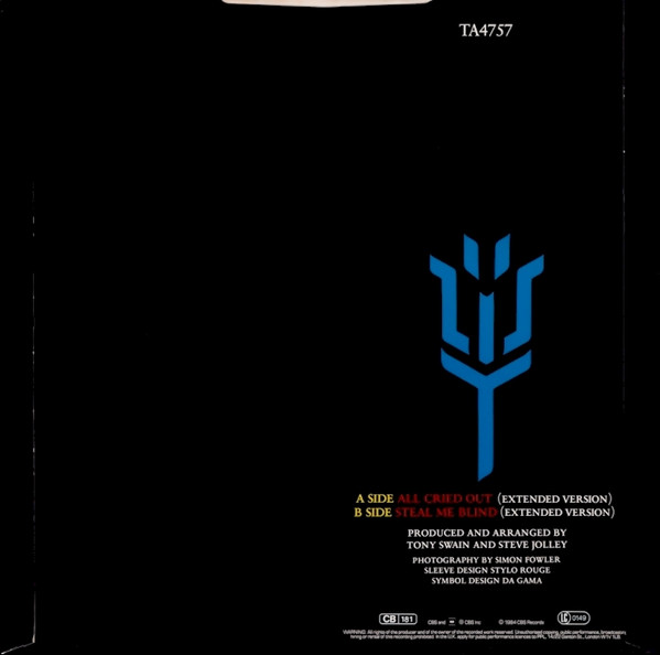 Alison Moyet - All Cried Out | CBS (TA 4757)