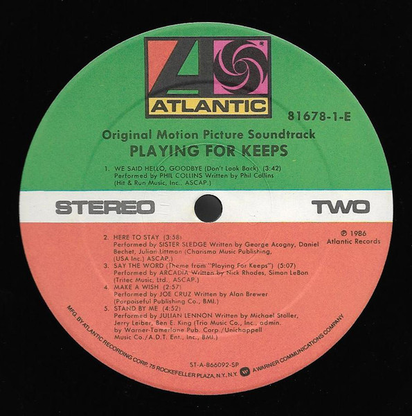 Various - Playing For Keeps (Original Motion Picture Soundtrack) | Atlantic (81678-1-E) - 4 Various - Playing For Keeps (Original Motion Picture Soundtrack) | Atlantic (81678-1-E) - 4