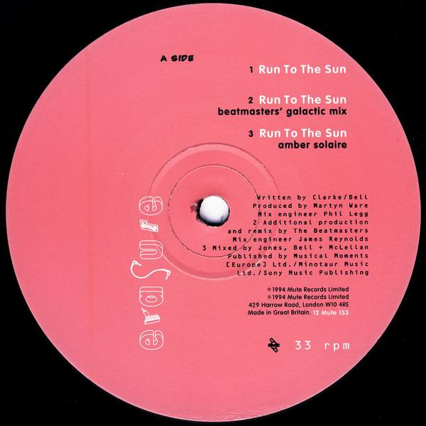 Erasure - Run To The Sun | Mute (12 Mute 153) - 3 Erasure - Run To The Sun | Mute (12 Mute 153) - 3