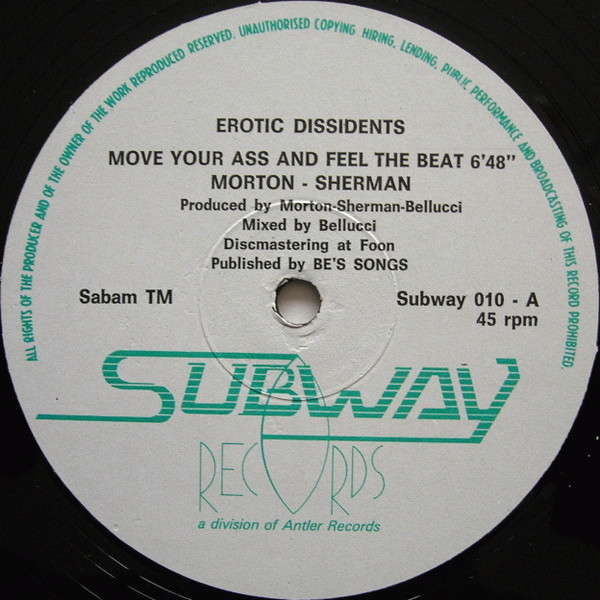 Erotic Dissidents - Move Your Ass And Feel The Beat | Subway (Subway 010) - 3