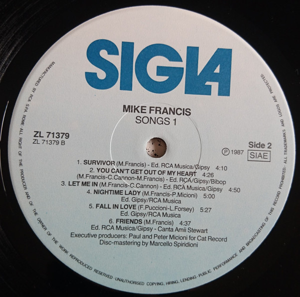Mike Francis - Songs 1 | Sigla (ZL 71379) - 4 Mike Francis - Songs 1 | Sigla (ZL 71379) - 4