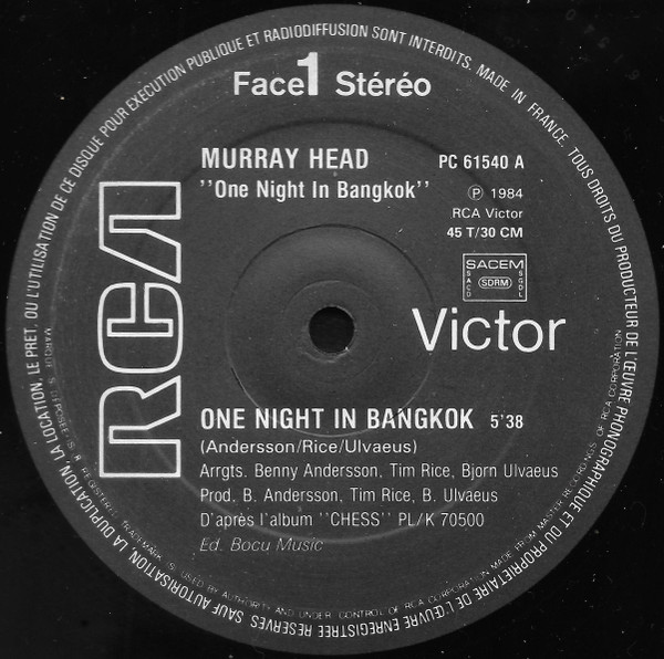 Murray Head - One Night In Bangkok | RCA Victor (PC 61540) - 2