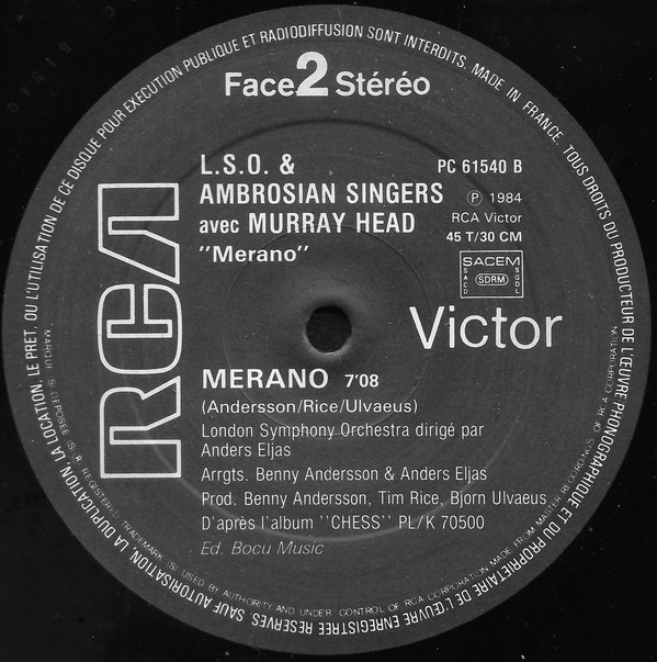 Murray Head - One Night In Bangkok | RCA Victor (PC 61540) - 3