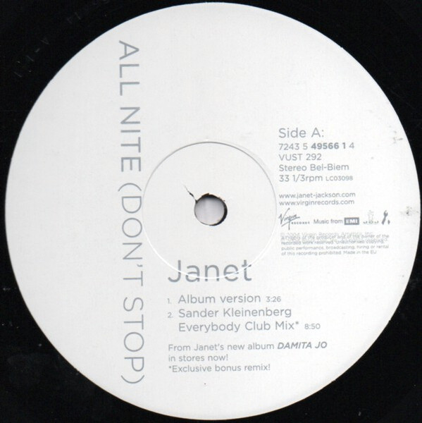 Janet Jackson - All Nite (Don't Stop) | Virgin (VUST 292) - 3
