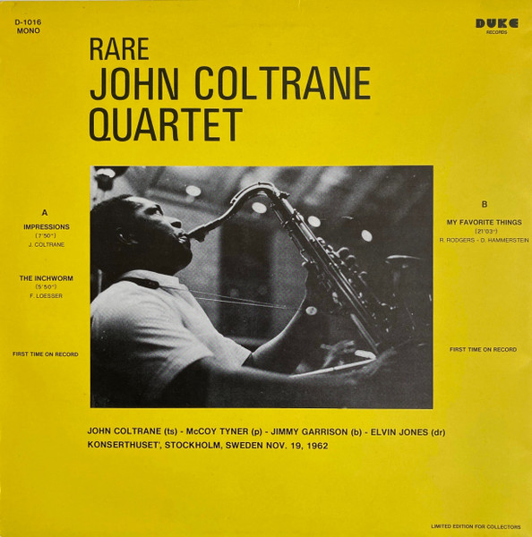 The John Coltrane Quartet - Rare | Duke Records (D-1016) - 2