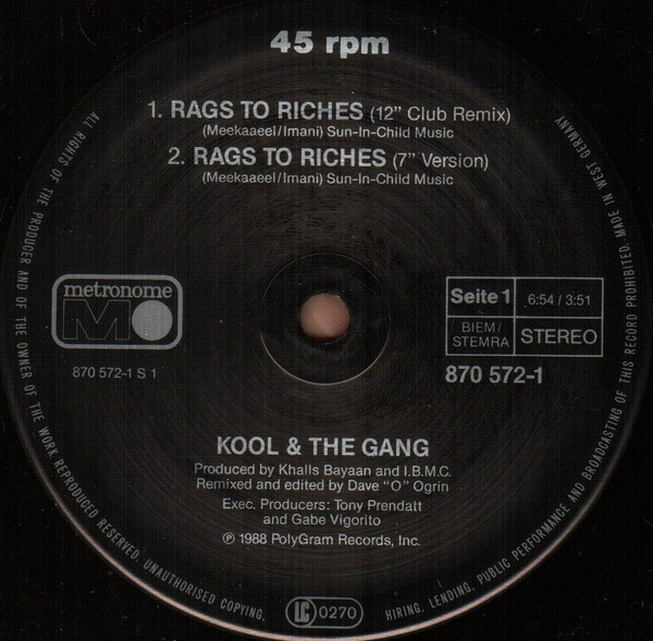 Kool & The Gang - Rags To Riches | Metronome (870 572-1) - 3
