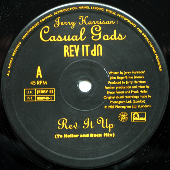 Jerry Harrison: Casual Gods - Rev It Up | Fontana (JERRY 112) - 3 Jerry Harrison: Casual Gods - Rev It Up | Fontana (JERRY 112) - 3