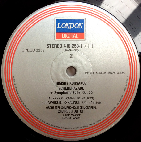 Nikolai Rimsky-Korsakov , Orchestre Symphonique De Montréal , Charles Dutoit - Scheherazade / Capriccio Espagnol [Vinyl] | London Records (410 253-1) - 4