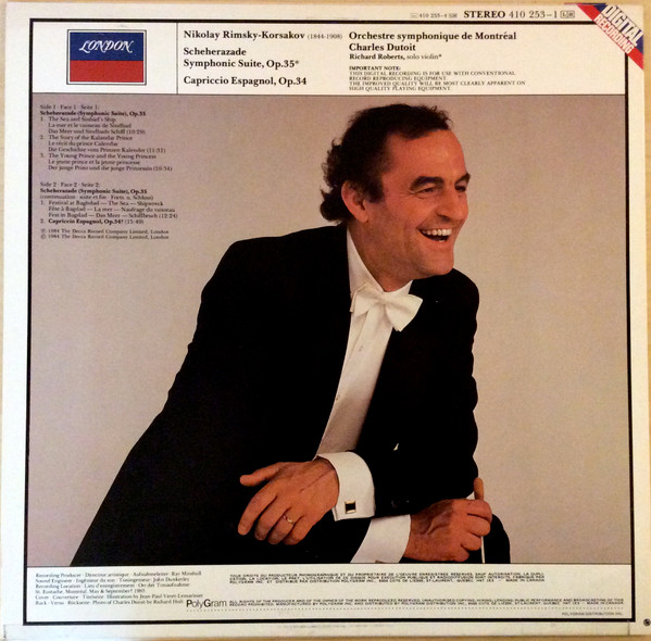 Nikolai Rimsky-Korsakov , Orchestre Symphonique De Montréal , Charles Dutoit - Scheherazade / Capriccio Espagnol [Vinyl] | London Records (410 253-1) - 2