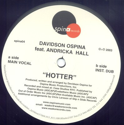 Davidson Ospina - Hotter | Spina Records (SPINA 04)