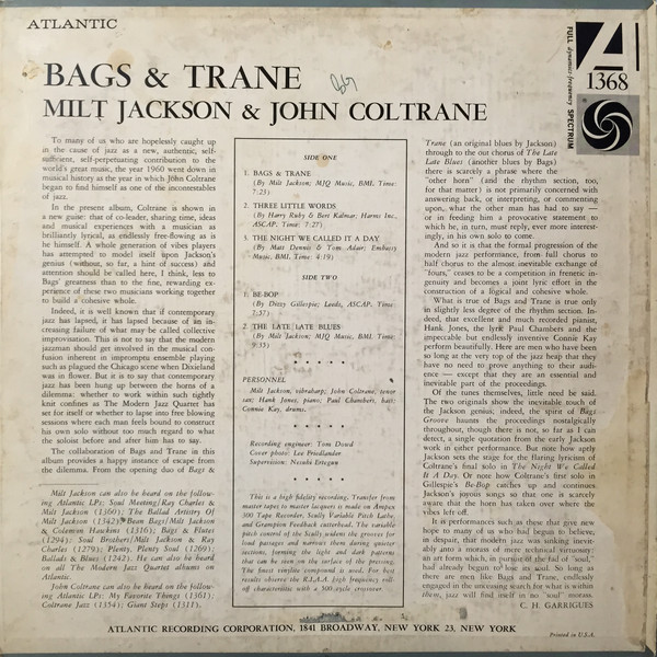 Milt Jackson & John Coltrane - Bags & Trane | Atlantic (1368) - 2