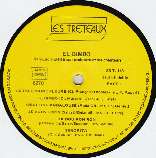 Jean-Luc Ferré, Son Orchestre Et Ses Chanteurs - El Bimbo | Les Tréteaux (LP 6270) - 3