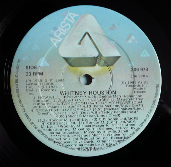 Whitney Houston - Whitney Houston | Arista (206978) - 3 Whitney Houston - Whitney Houston | Arista (206978) - 3