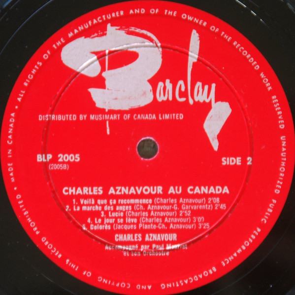 Charles Aznavour Accompagné Par Paul Mauriat And His Orchestra - Charles Aznavour Au Canada | Barclay (BLP 2005) - 4