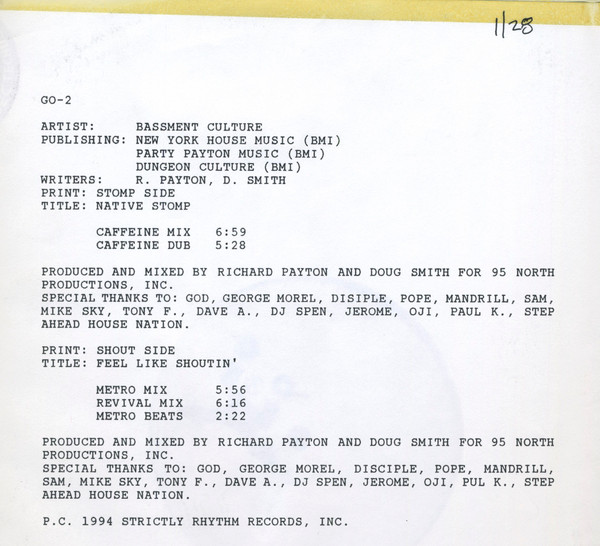 Basement Culture - Native Stomp / Feel Like Shoutin' | Groove On (GO-2) - 2