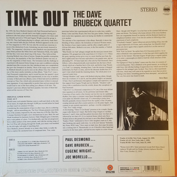 The Dave Brubeck Quartet - Time Out | WaxTime In Color (950624) - 2 The Dave Brubeck Quartet - Time Out | WaxTime In Color (950624) - 2