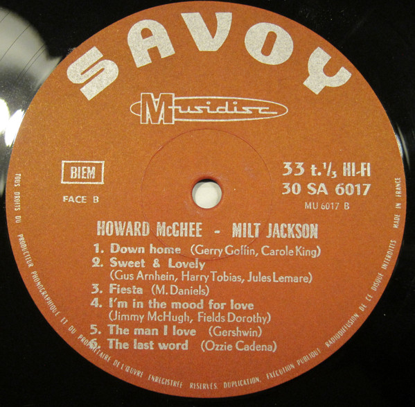Howard McGhee - Milt Jackson - Howard McGhee Et Milt Jackson | Savoy-Musidisc (SA 6017) - 4