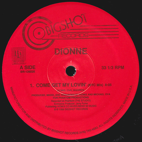 Dionne - Come Get My Lovin' | Bigshot Records (BR-126035) - main Dionne - Come Get My Lovin' | Bigshot Records (BR-126035) - main