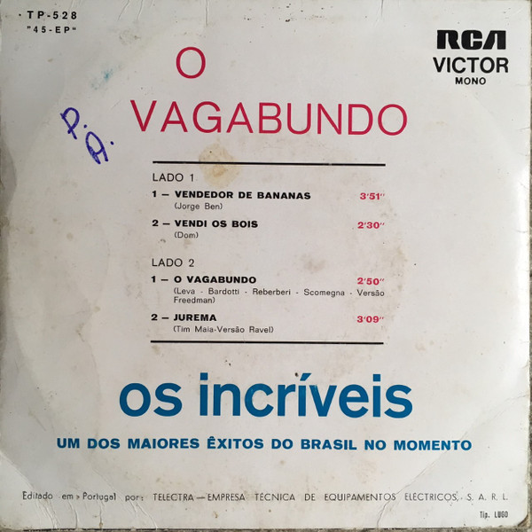 Os Incríveis - O Vagabundo | RCA Victor (TP-528) - 2