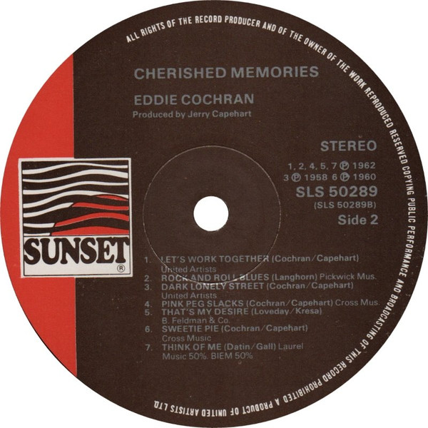 Eddie Cochran - Cherished Memories | Sunset Records (SLS50289) - 4