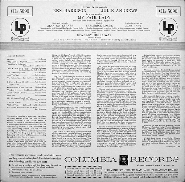 Rex Harrison , Julie Andrews - My Fair Lady | Columbia Masterworks (OL 5090) - 2