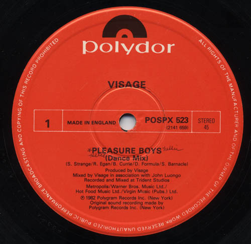 Visage - Pleasure Boys (Dance Mix) | Polydor (POSPX 523) - 4