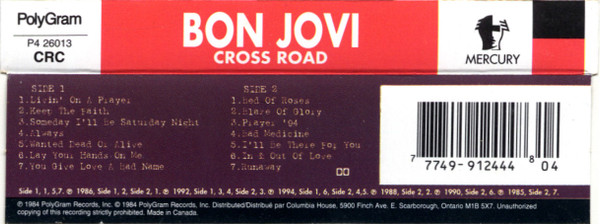 Bon Jovi - Cross Road | Mercury (P4 26013)