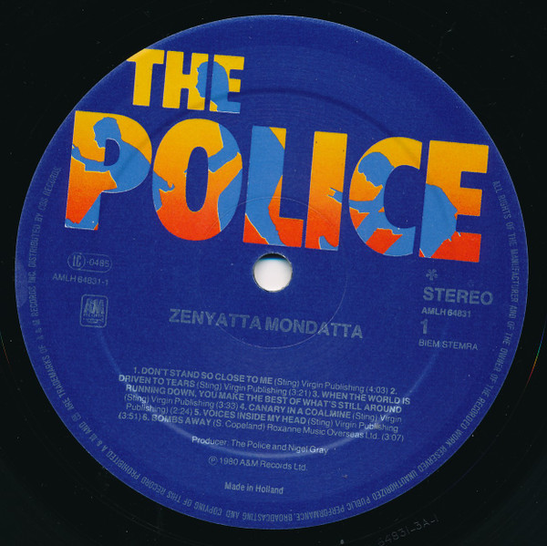 The Police - Zenyatta Mondatta | A&M Records (AMLH 64831) - 3