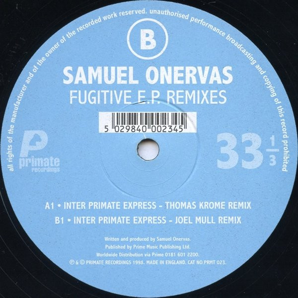 Samuel Onervas - Fugitive E.P. Remixes | Primate Recordings (PRMT 023) - 4