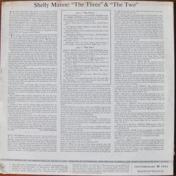 Shelly Manne - "The Three" & "The Two" | Contemporary Records (M 3584) - 2 Shelly Manne - "The Three" & "The Two" | Contemporary Records (M 3584) - 2