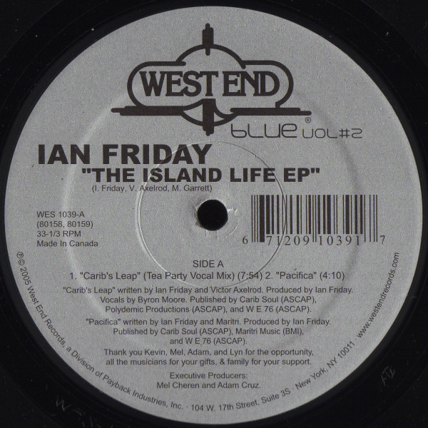 Ian Friday - The Island Life EP | West End Blue (WES 1039) - main