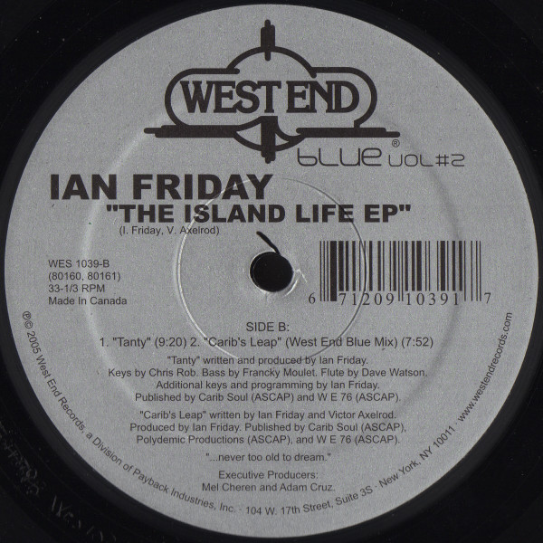 Ian Friday - The Island Life EP | West End Blue (WES 1039) - 2