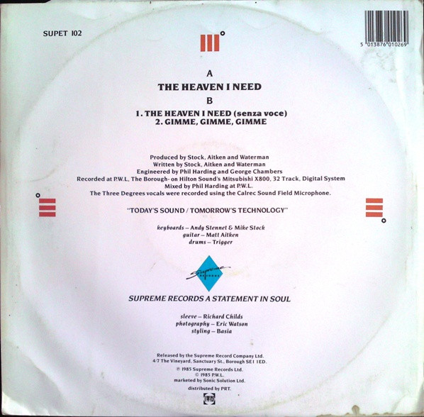 The Three Degrees - The Heaven I Need | Supreme Records (SUPET 102) - 2