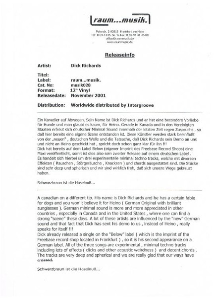 Dick Richards - Cratif | Raum...musik (musik028)