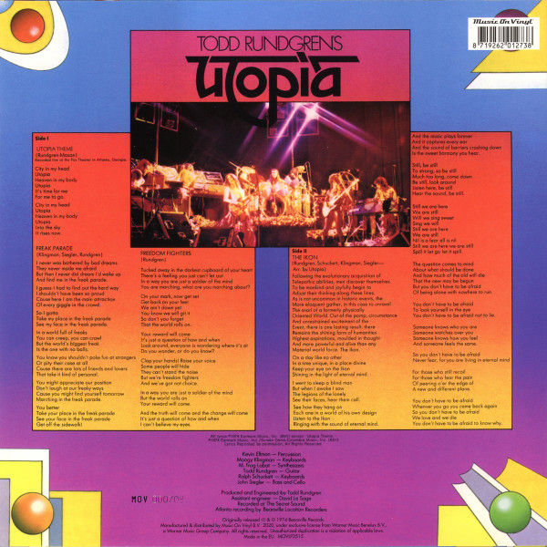 Utopia - Todd Rundgren's Utopia - LP - BLUE | Music On Vinyl (MOVLP2515) - 2